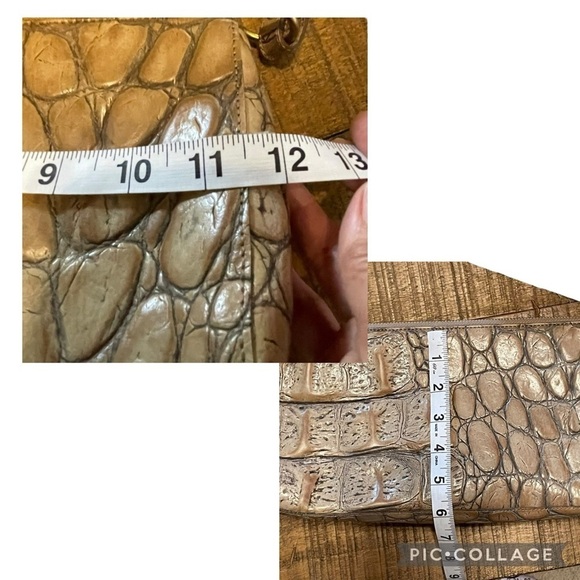 Brahmin For Dillard's Stone Colored Croc Leather Rectangle Shoulder Handbag - Picture 12 of 12